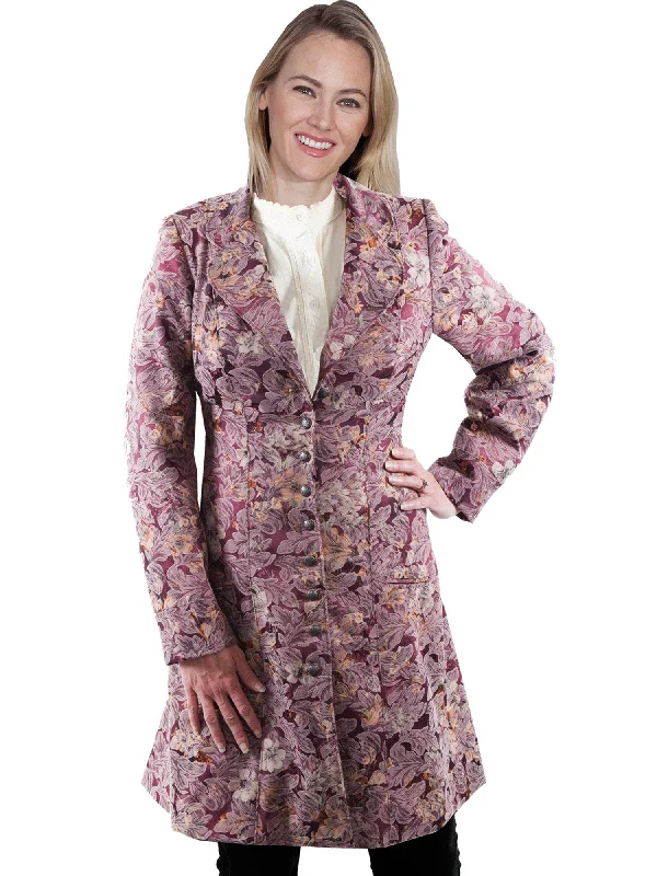 Unique Fashion Scully Womens Rose Polyester Jacquard Frock Coat