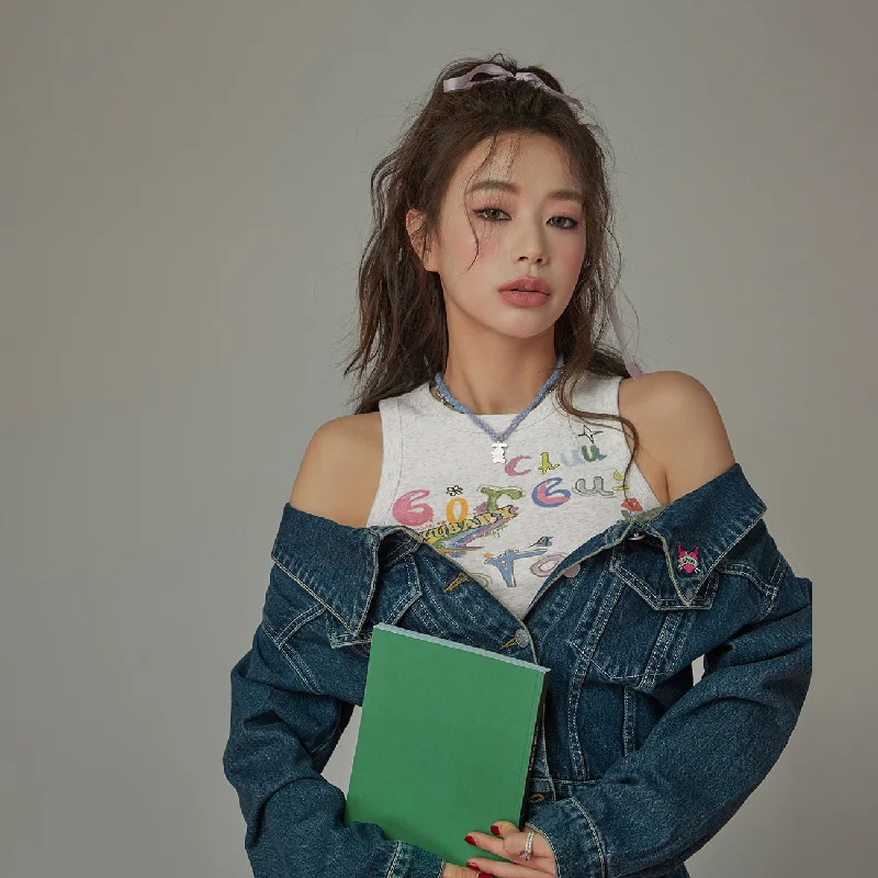 Exquisite Craftsmanship Off Shoulder Denim Jacket