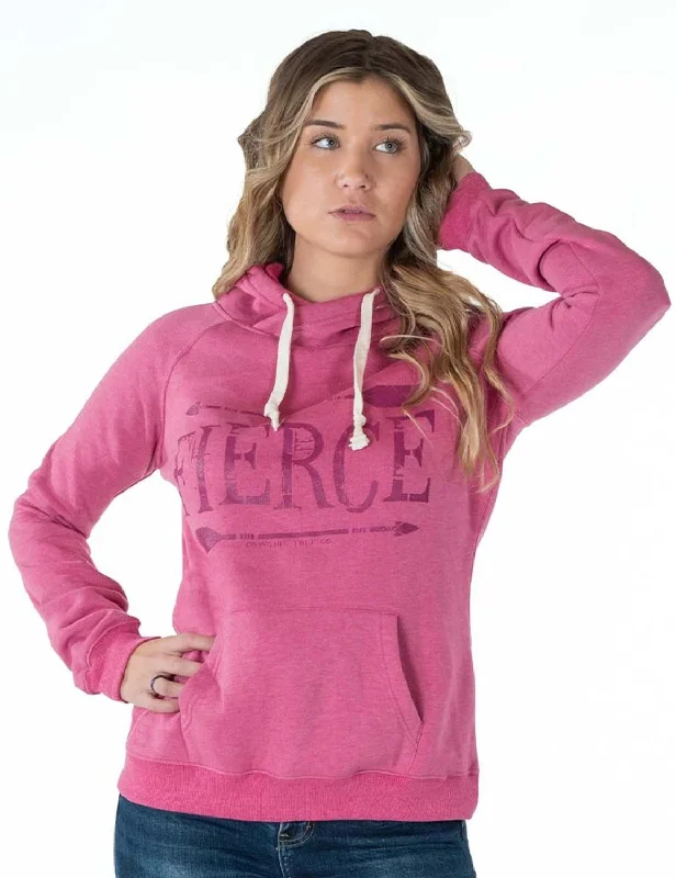 Free and comfortable Cowgirl Tuff Womens Fierce Junior Fit Fuchsia Poly/Rayon Hoodie