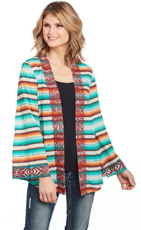 Leisure Sports Cowgirl Up Womens Multi-Color Nylon Open Front Sweater
