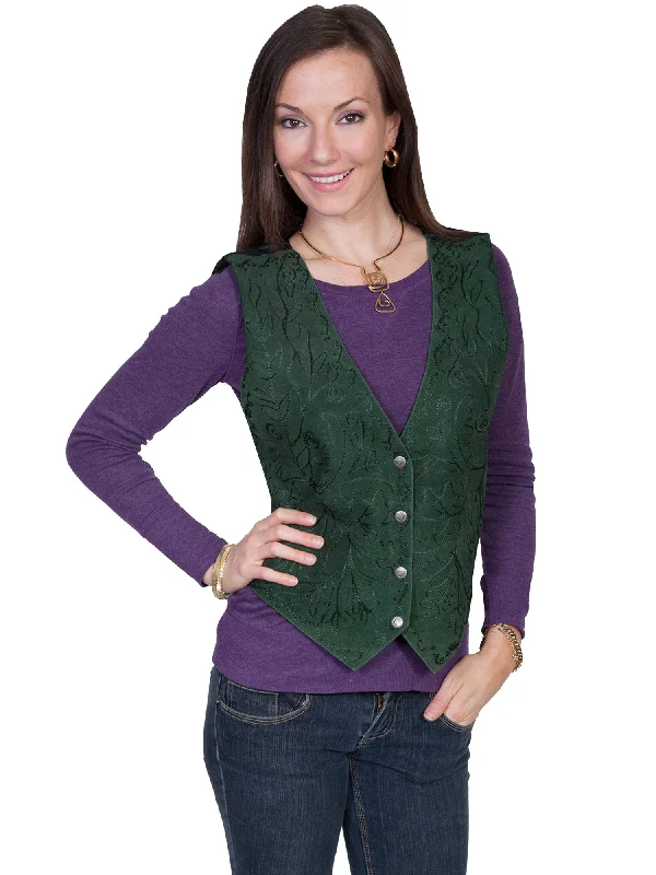 Editorial Design Scully Womens Spruce Suede Floral Vine Vest