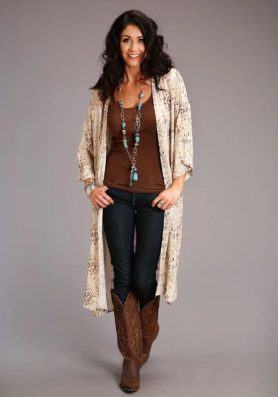 High-quality Styles Stetson Womens Gold Rayon/Nylon Herringbone Kimono Aztec Cardigan