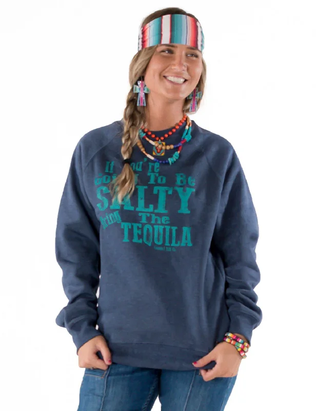 High-quality fabrics Cowgirl Tuff Womens Salty Tequila Navy Poly/Rayon Sweatshirt