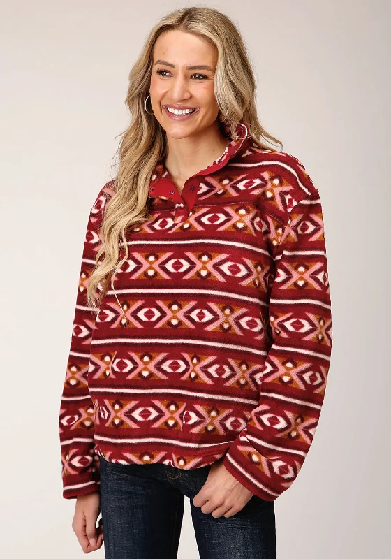 Personalized Clothing Roper Womens Berry Polyester Aztec Fleece Jacket