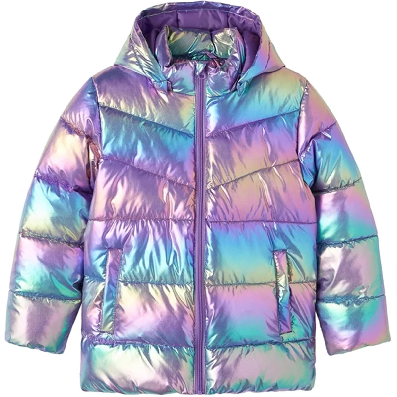 Comfortable And Cold-proof Name it Amethyst Orchid Molina Shiny Puffer Jacket