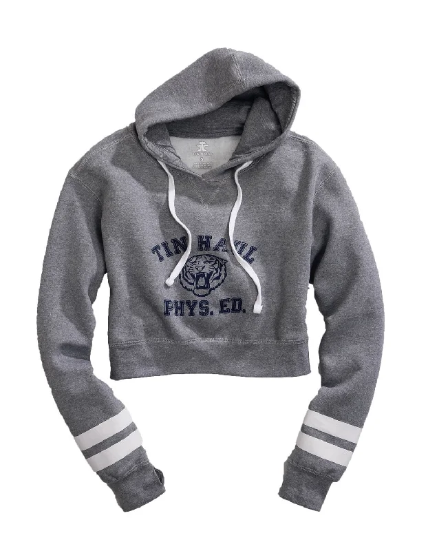 Celebrity Picks Tin Haul Womens Heather Grey Cotton Blend Tiger Phys Ed Hoodie