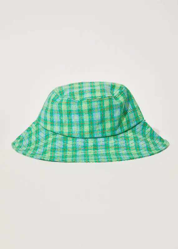 Soft Fashion AFENDS Unisex Tully - Check Wide Brim Hat - Forest Check