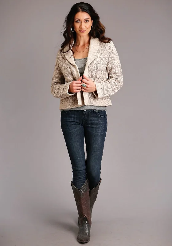 Simple And Comfortable Stetson Womens Brown Wool Blend Cropped Shawl Collar Cardigan
