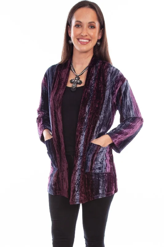 Sports Tights Scully Womens Two Pockets Plum Nylon Viscose Cardigan Sweater