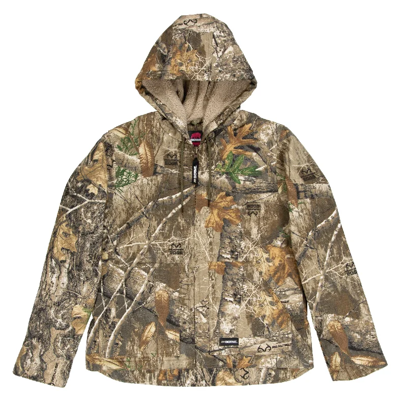 Stylish Comfort Berne Realtree Edge 100% Cotton Ladies Hooded Coat Sherpa