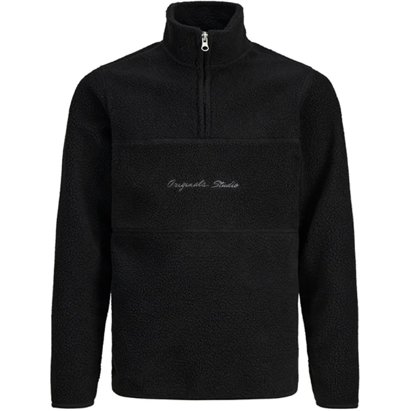 New Products Jack & Jones Junior Black Hays Halfzip Fleece Jacket
