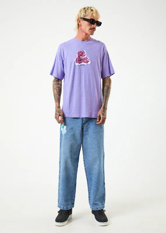 End Of The Year AFENDS Mens Cosmic Louie - Denim Wide Leg Jeans - Worn Blue