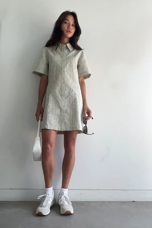 British casual COLLARED MINI GINGHAM DRESS