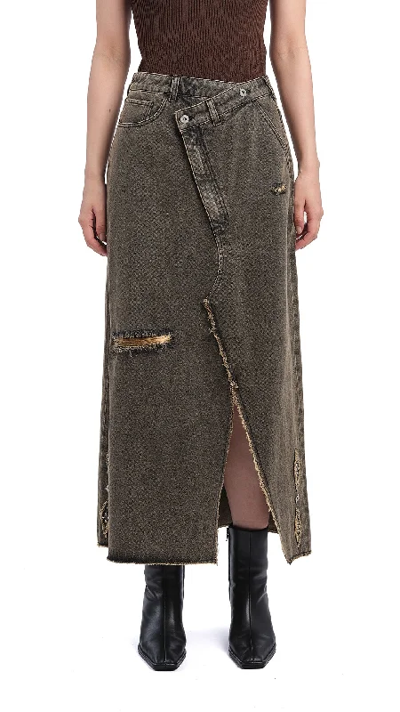 Denim Design Soil Denim Studded Maxi Skirt