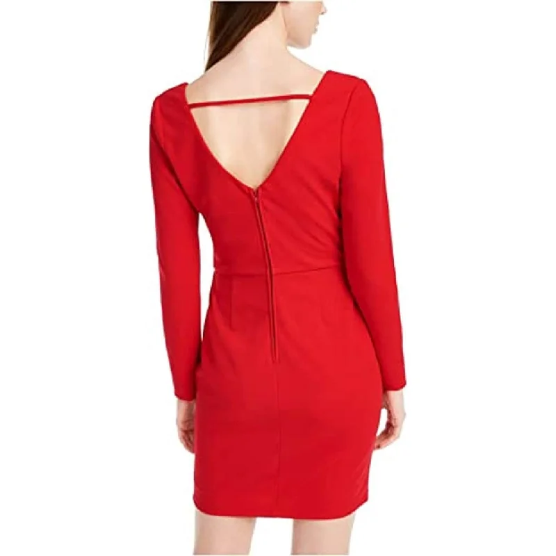 Designer Style Crystal Doll Women's Double V Party Mini Dress Red Size 13