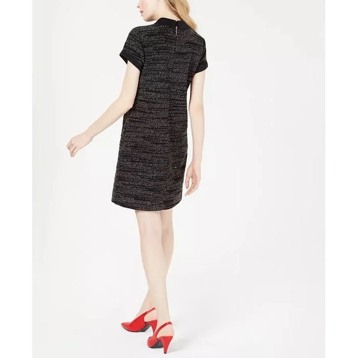 Stunning Fashion Maison Jules Women's Collared Printed Shift Dress Black Size Xx-Small