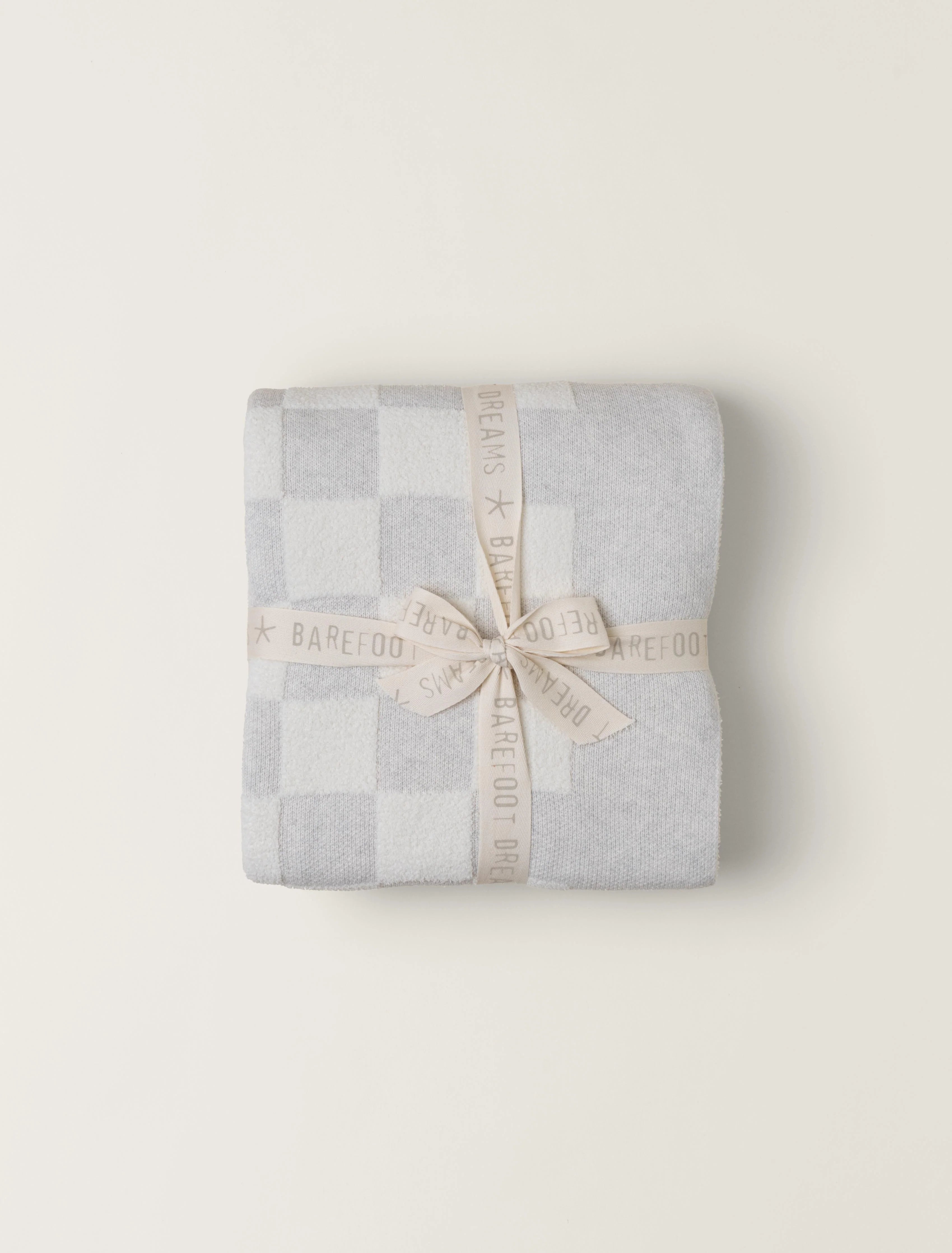 Light Comfort Barefoot Dreams CozyChic Cotton Checkered Throw Blanket in Gray/Cream