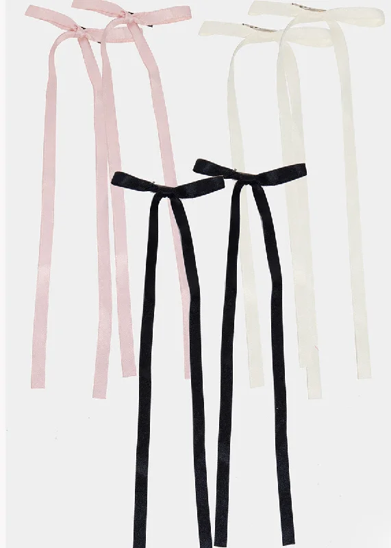 Must-have For Fashion Remy XL Thin Satin Ribbon Bow Clip Set