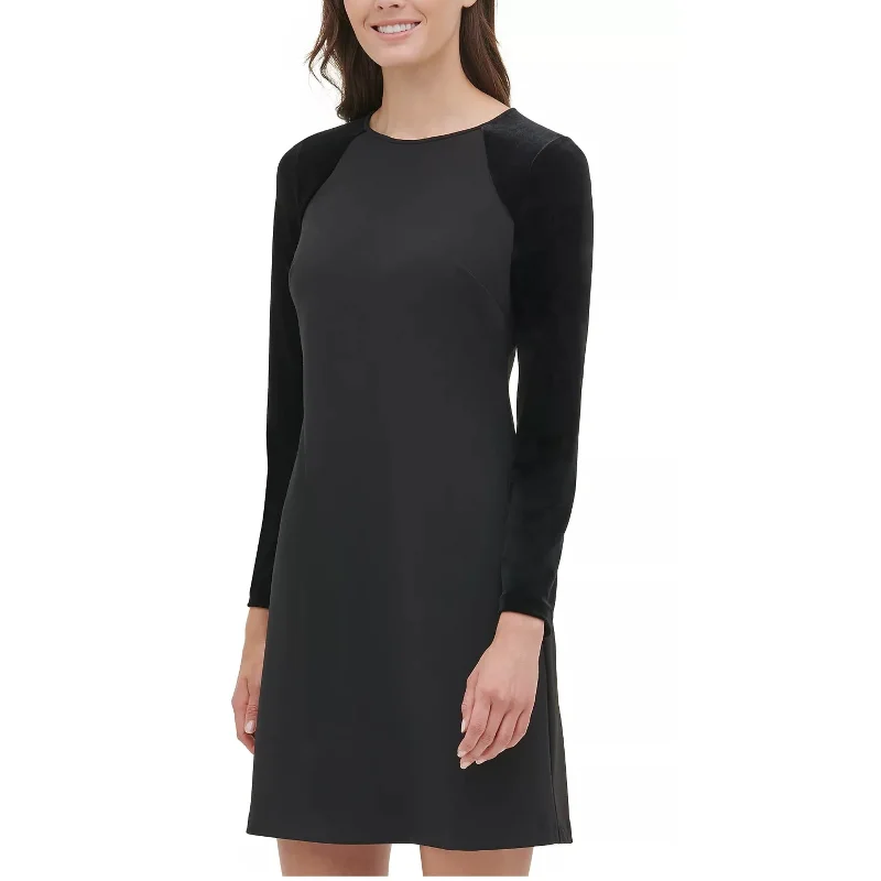 Casual Style Tommy Hilfiger Women's Velvet Sleeve A Line Dress Black Size 12 Petite