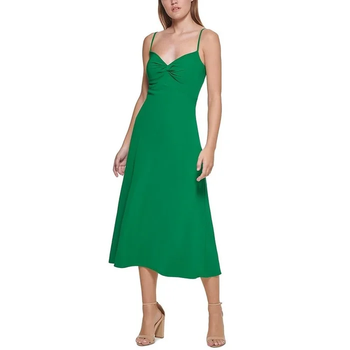 Effortless Elegance GUESS Women's Knot Front Midi Dress Green Size 8