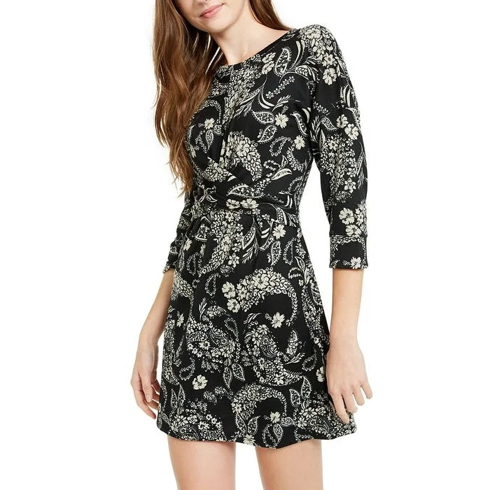 Feminine Charm Be Bop Junior's Paisley Twist Front Dress Black Size -XXL