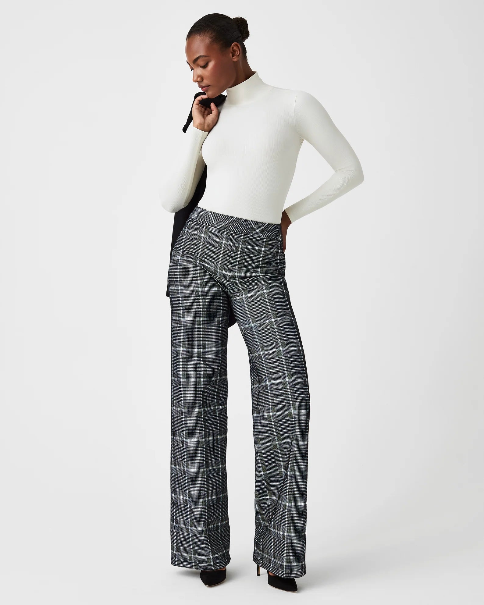 Classic Retro Spanx Ponte Jacquard Wide Leg | Classic Plaid