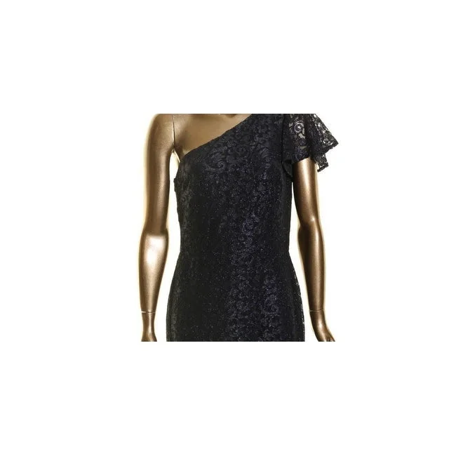 Street Cool Lauren Ralph Lauren Women's Asymmetrical Lace Flounced-Hem Shift Dress Blue Size 12
