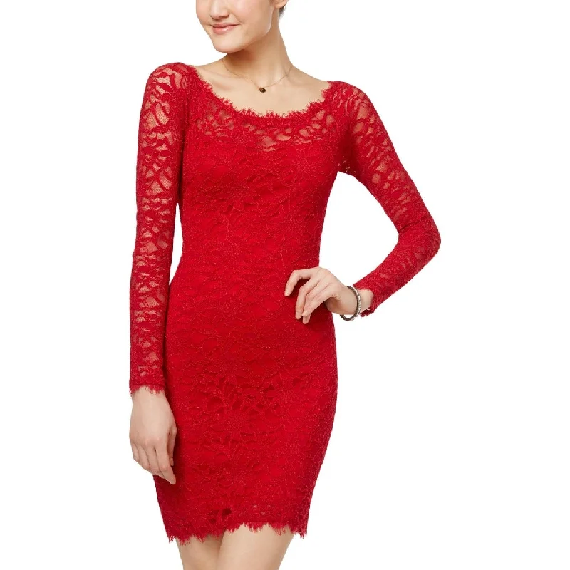 Fashion Wear Jump Junior's Lace Body Con Dress Red Size Medium
