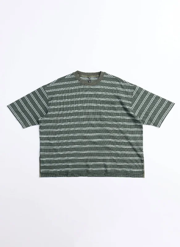 High-waisted pants style Jacquard Short Sleeves Border Top (T03)