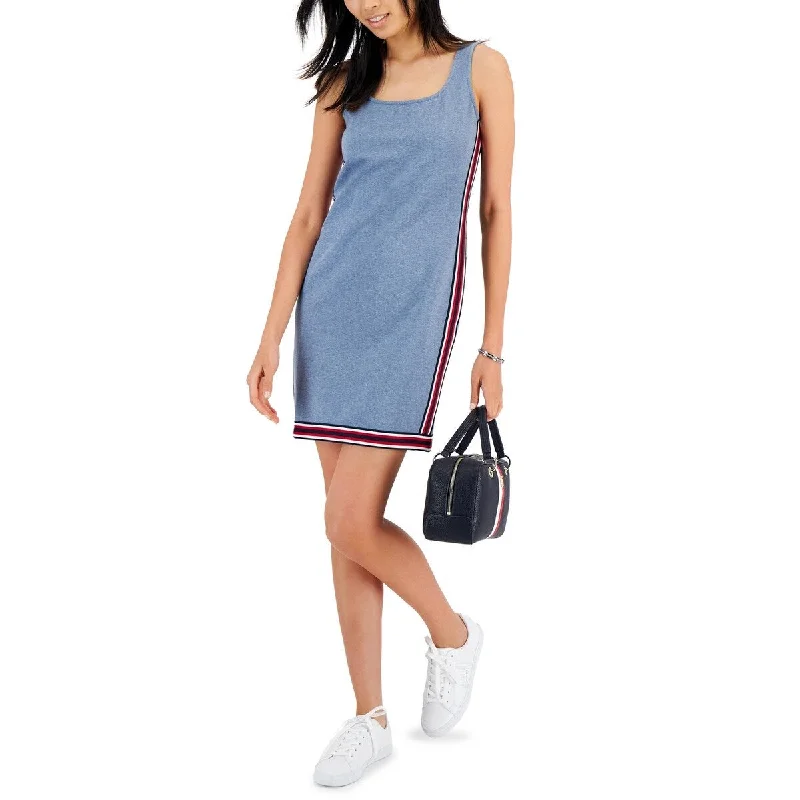 Fashionable And Versatile Tommy Hilfiger Women's French Terry Sleeveless Dress Blue Size Medium
