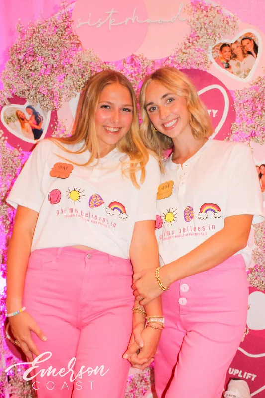 Slightly Flared Design Phi Mu Colorful Believes in Miracles Henley