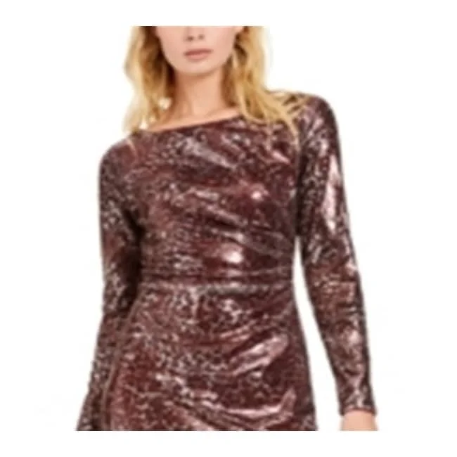 Cozy Outerwear Vince Camuto Women's Long Sleeve Short Shift Cocktail Dress Brown Size 12