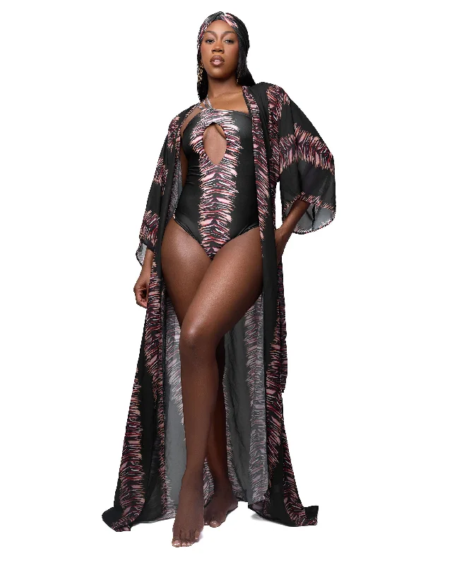 Warm and substantial The Black Tiger Print Mondrian Kimono