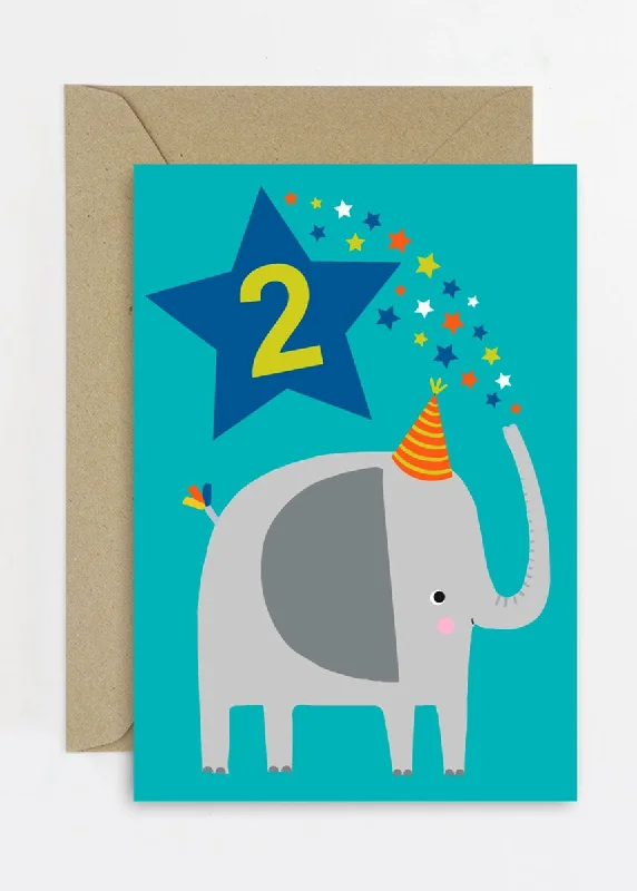 Unique Design Age 2 Elephant Birthday Card