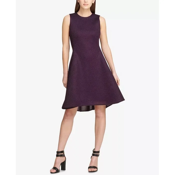 Short skirt design DKNY Women's Mesh SeaFit & Flare Dress Purple Size 4