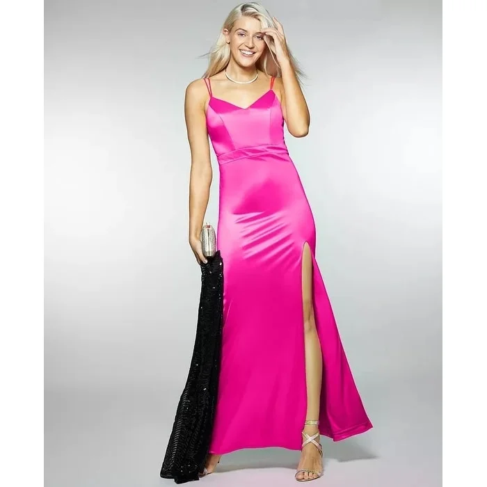 Carefree Style City Studios Junior's Satin Lace Back Gown Pink Size 9
