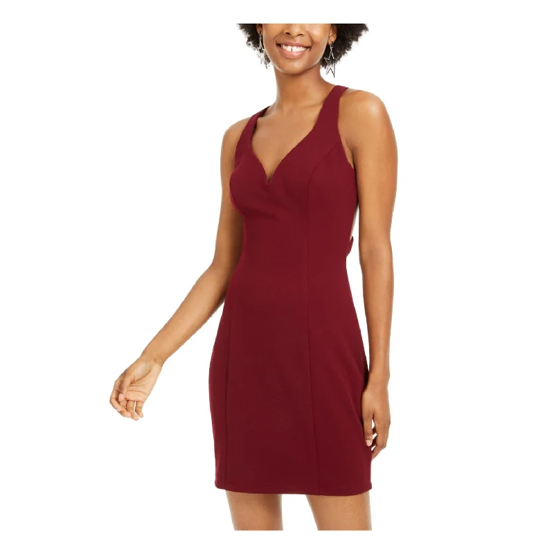 Comfy Pants B. Darlin Women's Zippered Sleeveless V Neck Short Sheath Cocktail Dress Red Size 5/6