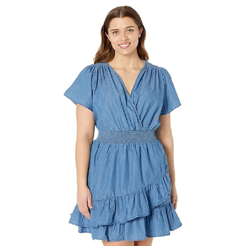 European Plan Michael Kors Women's Ruffled Faux Wrap Dress Blue Size 0X