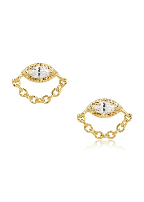 High Street Design Simone Chain Studs - Gold