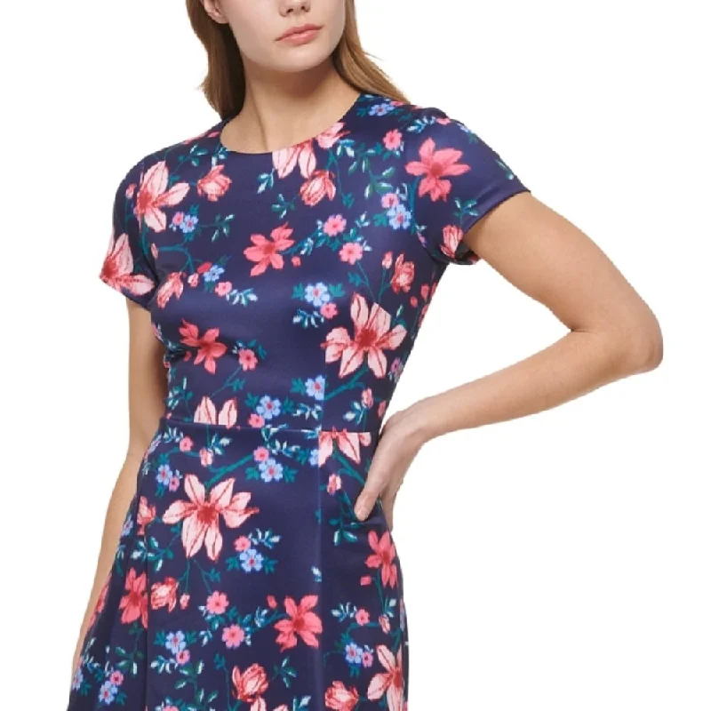 Modern Tailoring Vince Camuto Women's Printed Fit & Flare Dress Blue Size 4