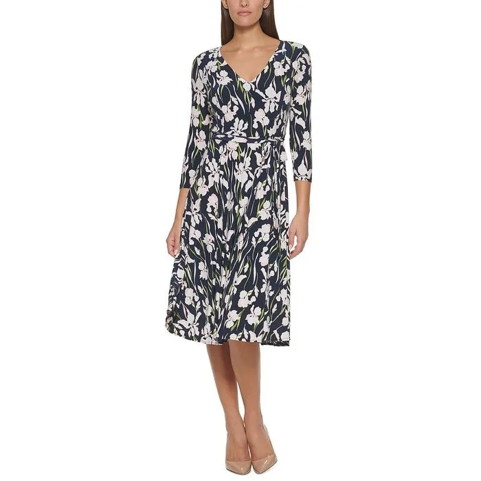 High-quality Styles Tommy Hilfiger Women's Floral Print Midi Dress Blue Size 16