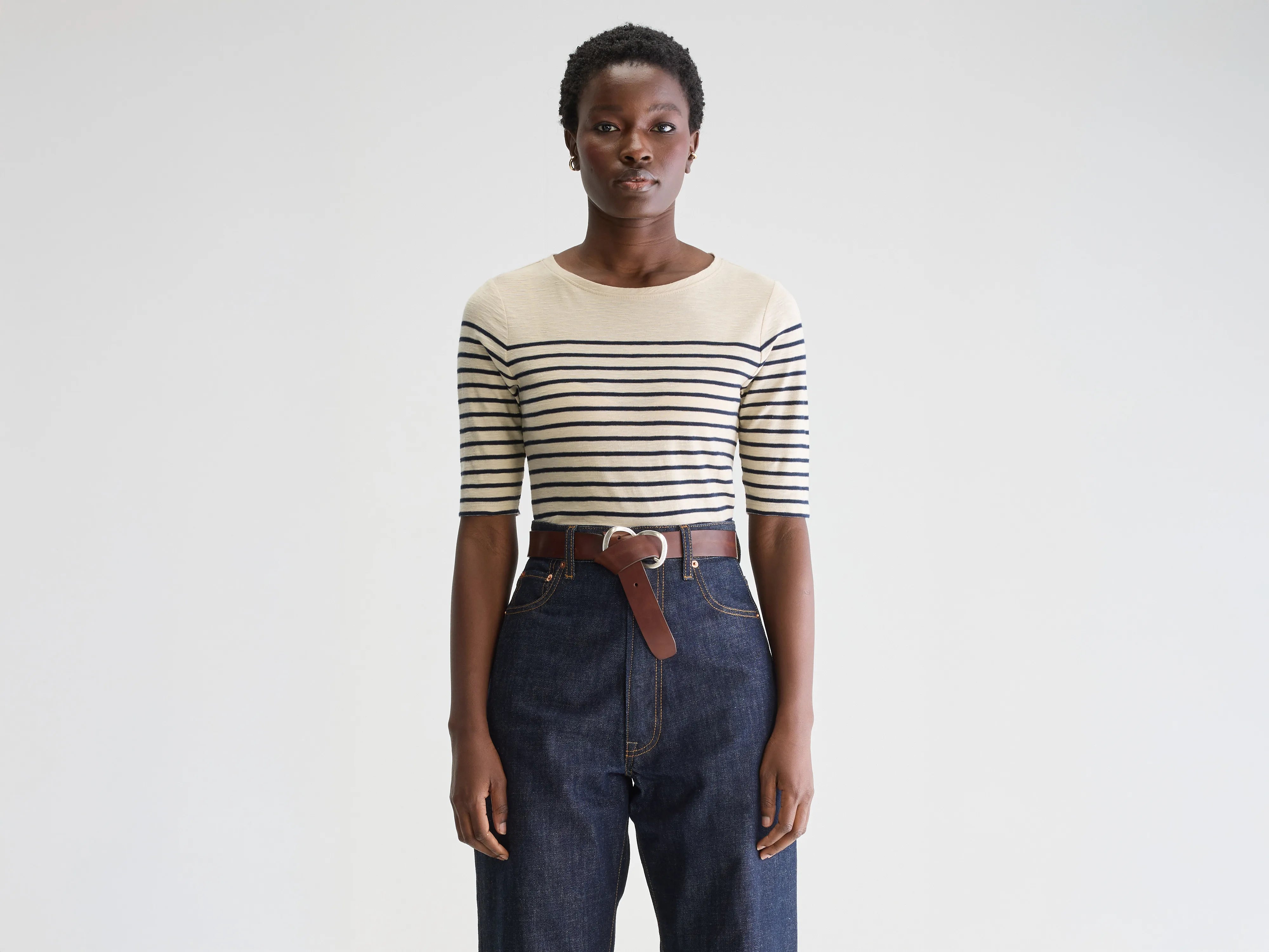 Elegant And Lazy Mias slim t-shirt (251 / W / STRIPE A)