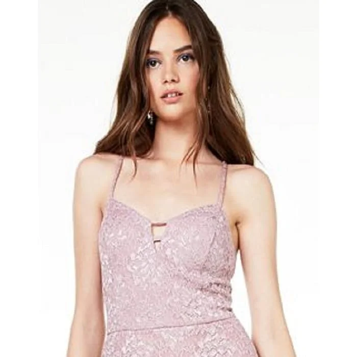 Thin Design Bcx Women's Zippered Speckle Lace Spaghetti Strap Sweetheart Neckline Mini Formal Fit Flare Dress Pink Size 7