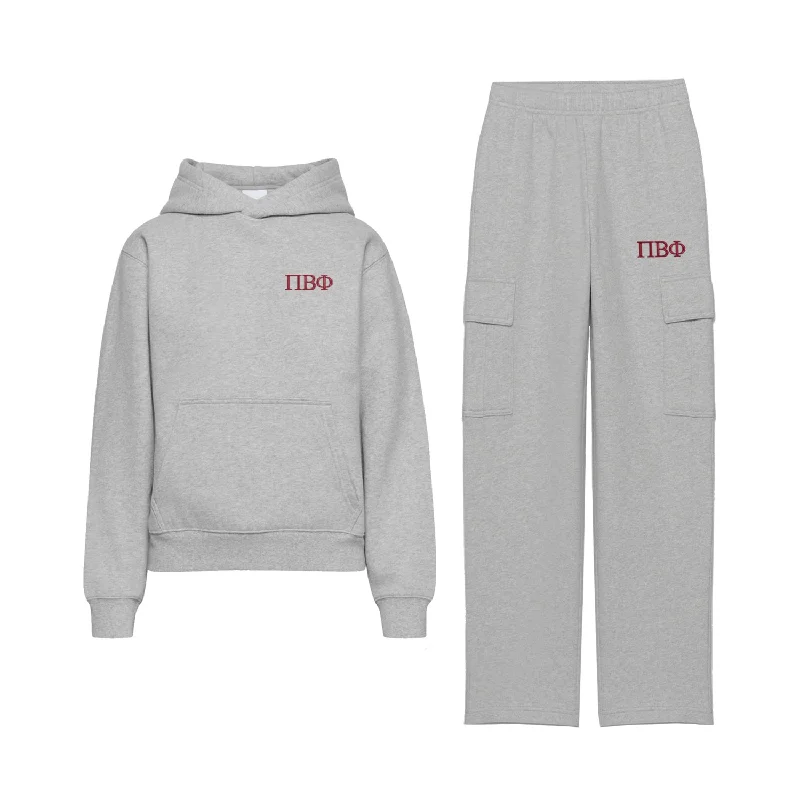 Casual Comfort Pi Beta Phi Fave Fit Fleece Cargo Hoodie Set