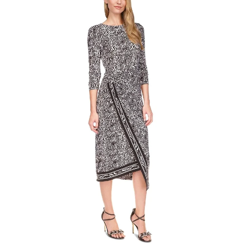 Must-have For Fashion Michael Kors Women's Zebra Print Asymmetrical Midi Dress Black