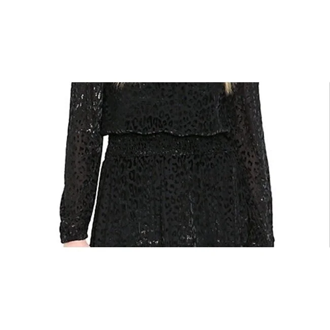 Casual And Casual Michael Kors Women's Smocked Blouson Ruffled Dress Black Size Medium