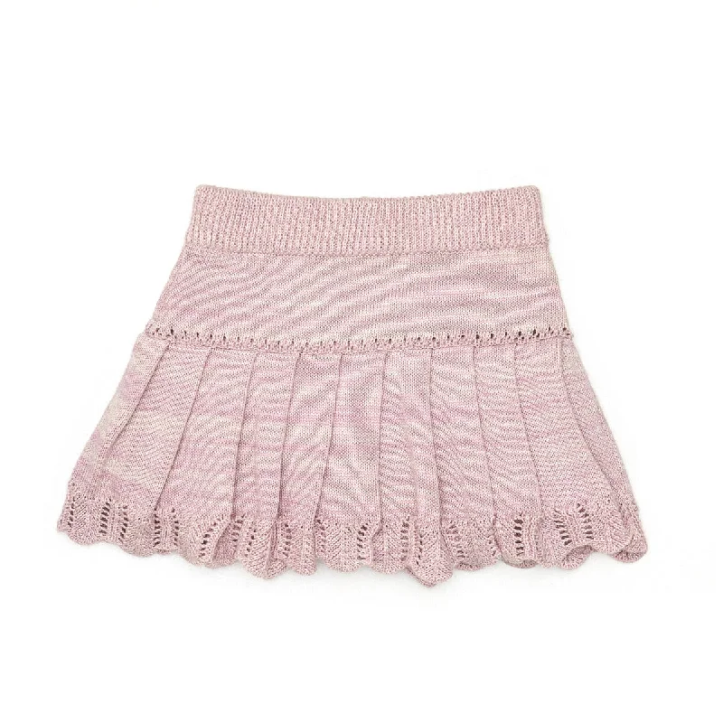 Celebrity Must-have Tun Tun Knit Skirt with Built in Bloomer in Fondant Pink Marl