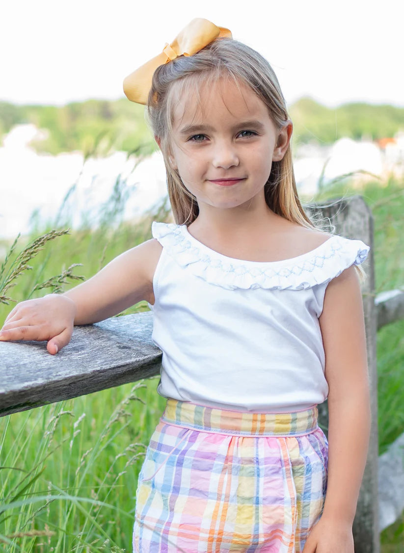 Elegant Design Maddie & Connor Girls Seersucker Sailboat Smocked Top