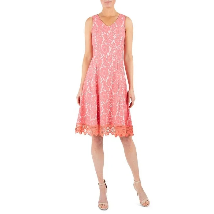 Street Graffiti Design Donna Ricco Women's Crochet Trim Lace Dress Orange Size 4