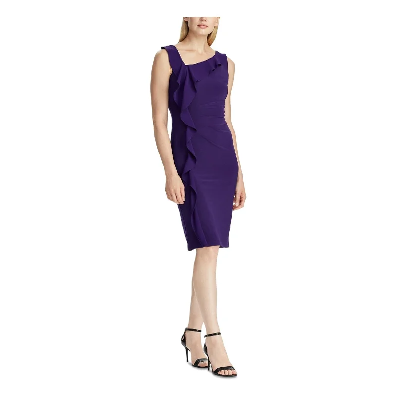 Casual And Comfortable Ralph Lauren Women's Sleeveless Above the Knee Sheath Evening Dress Purple Size 8